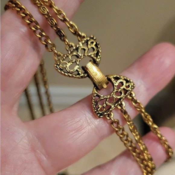 Goldette Layered Multi Strand Locket & Australian cristal Necklace - Picture 9 of 10